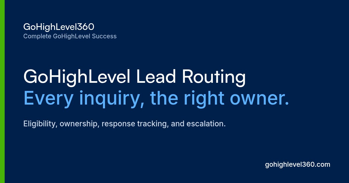 GoHighLevel lead routing: every inquiry, the right owner. GoHighLevel360